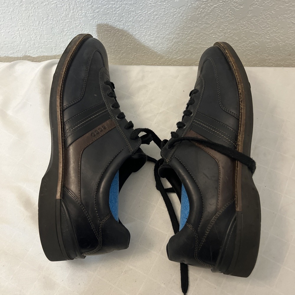 Ecco Mens Leather Fenn Tie Oxford Casual‎ Shoes Black Sneakers EU 47 US 13 13.5 - Picture 2 of 10